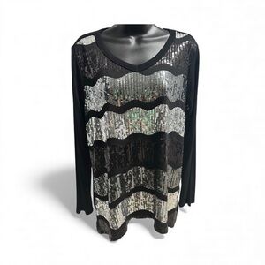 Black and Silver Sequin Women's Top